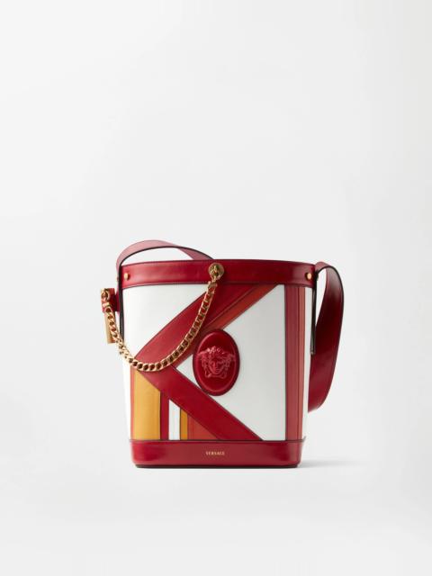 VERSACE Pivot Small Leather Patchwork Bucket Bag