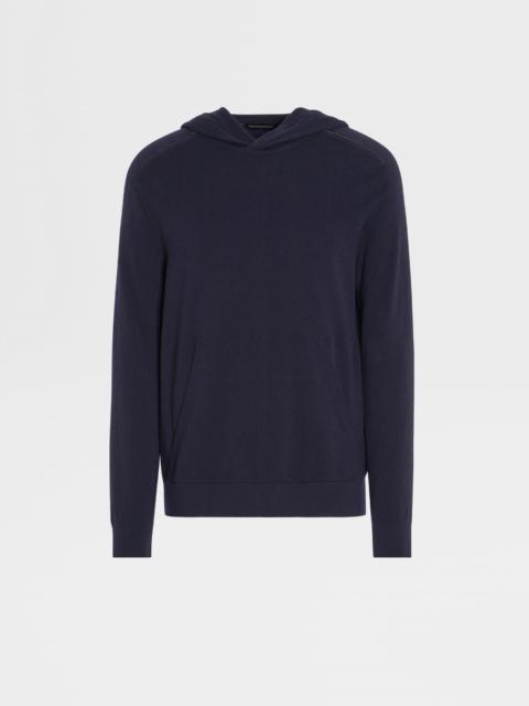 ZEGNA NAVY BLUE 12MILMIL12 WOOL HOODIE