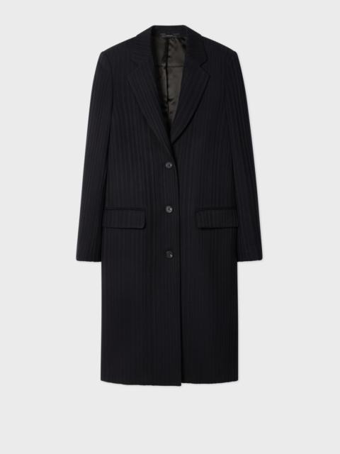 Paul Smith Women's Dark Navy 'Shadow Stripe' Cashmere-Blend Epsom Coat