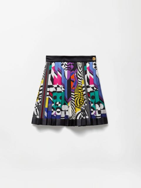 VERSACE Printed Silk Twill Pleated Mini Skirt