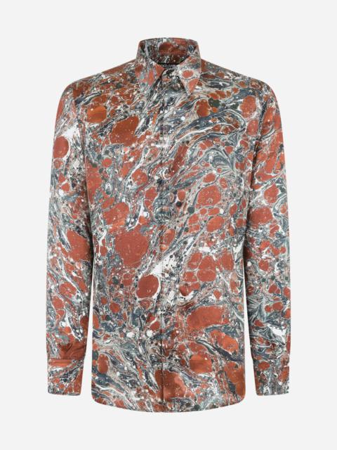 Dolce & Gabbana Silk Martini-fit shirt with marbled print