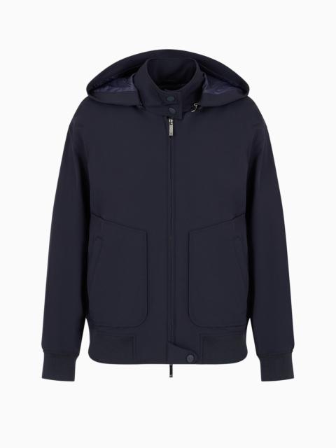 Two-way stretch technical fabric hooded blouson