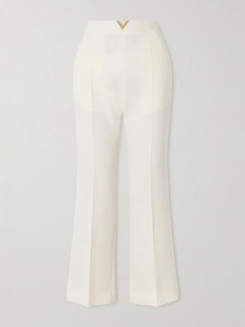 Valentino Embellished wool straight-leg pants Cream
