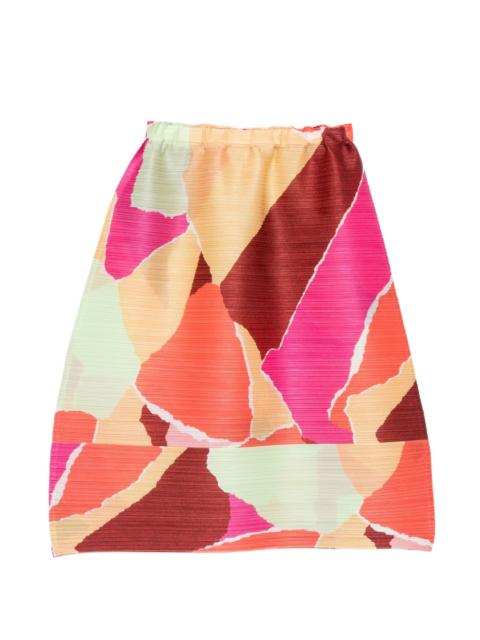 Pleats Please Issey Miyake pleated abstract-print skirt