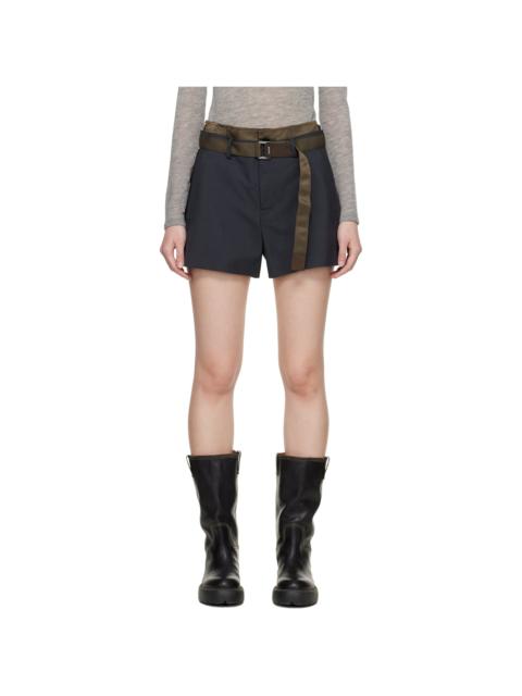 sacai Gray Suiting & Nylon Twill Shorts