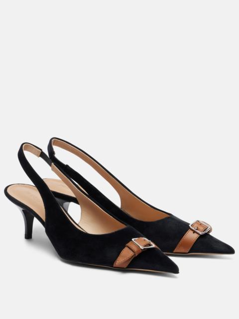 JW Anderson Leather-trimmed velvet slingback pumps