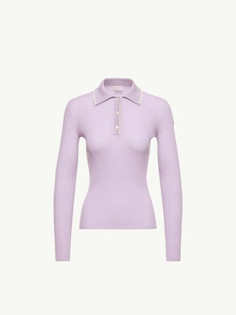 Moncler Wool Long Sleeve Polo Shirt