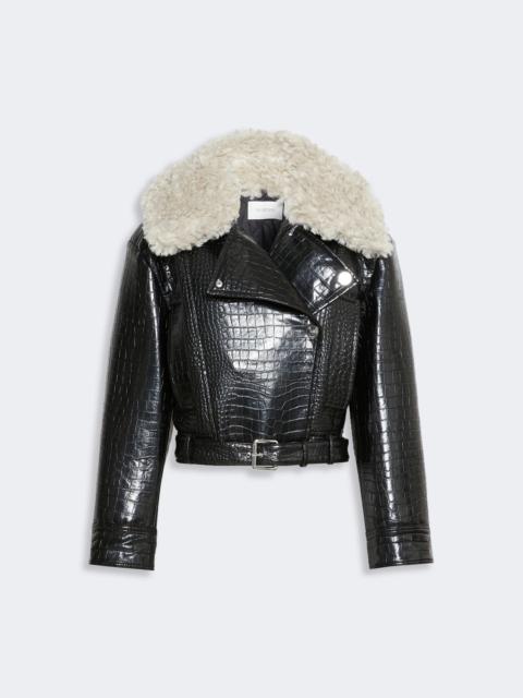 Sportmax ARMONIOSO Patent leather biker jacket - BLACK