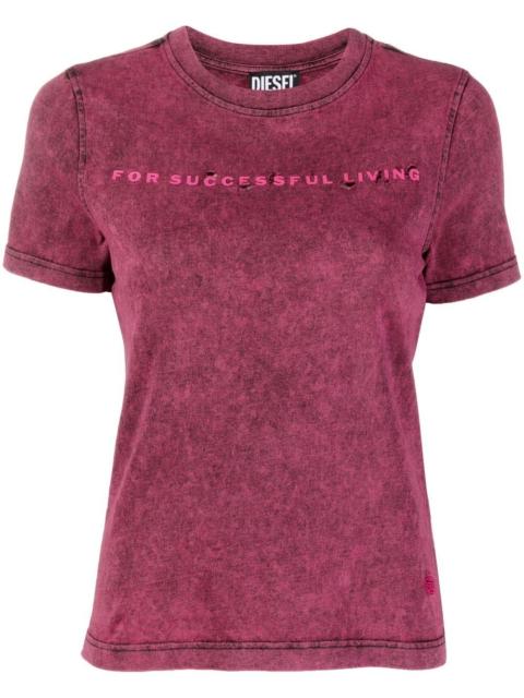 Diesel distressed-effect slogan-print T-shirt