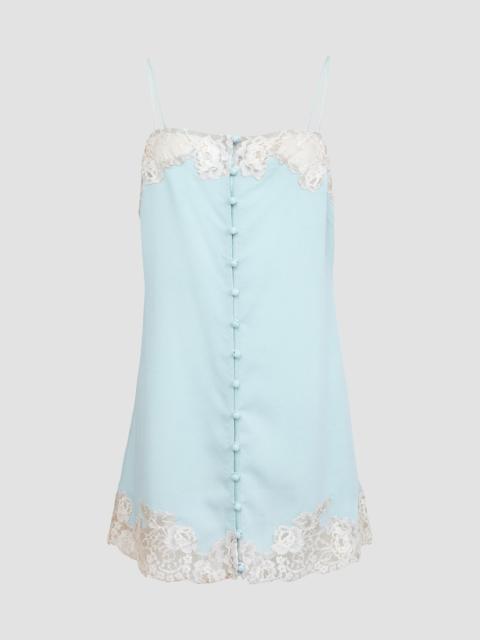 Fleur du Mal Women's Lace Appliqué Silk Slip - Frosted Mint