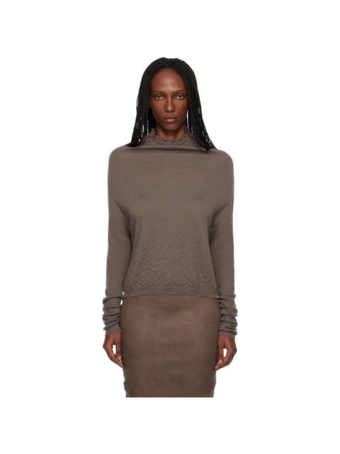 Rick Owens Gray Temple LS Crater Sweater