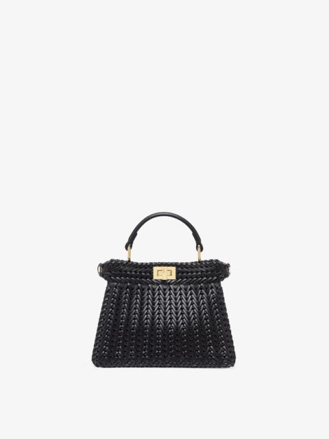 FENDI Iconic Peekaboo ISeeU bag in an ideal, compact size. Made of black leather with borders and front pa