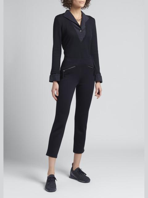 GIORGIO ARMANI Wool Trompe L'oeil V-Neck Top