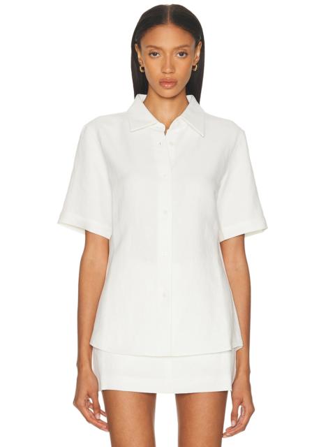 RENGGLI Short Sleeve Linen Button Up Top