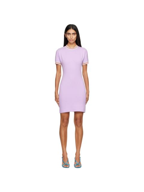VERSACE Purple Jacquard Stretch Cotton-Jersey Minidress