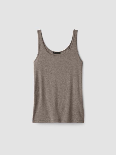 EILEEN FISHER Mélange Sheer Cotton Blend Knit Scoop Neck Tank