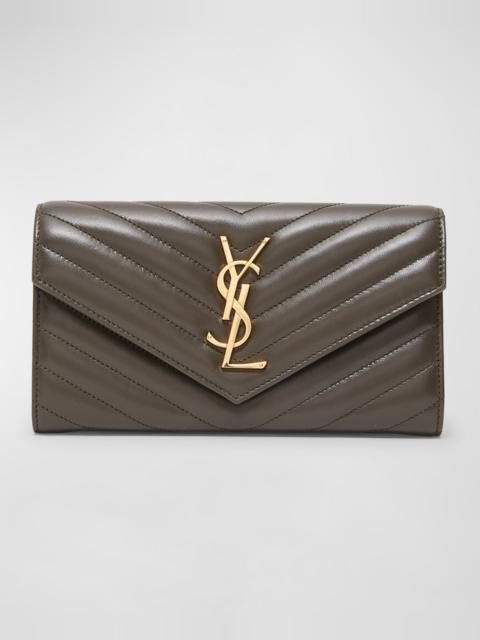 SAINT LAURENT YSL Monogram Large Envelope Flap Wallet in Smooth Leather