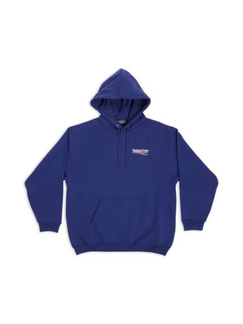 BALENCIAGA Men's Political Campaign Hoodie Medium Fit in Pacific Blue/white