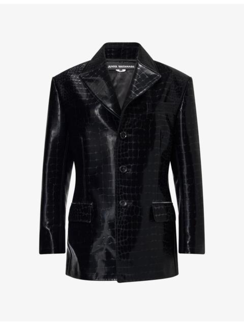 Junya Watanabe Embossed Notch-Lapel Faux-Leather Blazer