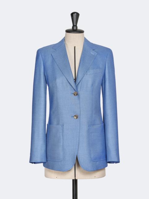 Max Mara PESCHE Single-breasted wool and silk canvas blazer - LIGHT BLUE