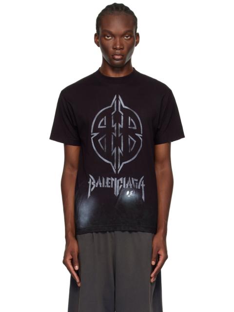 BALENCIAGA Black Metal 'BB' Stencil T-Shirt