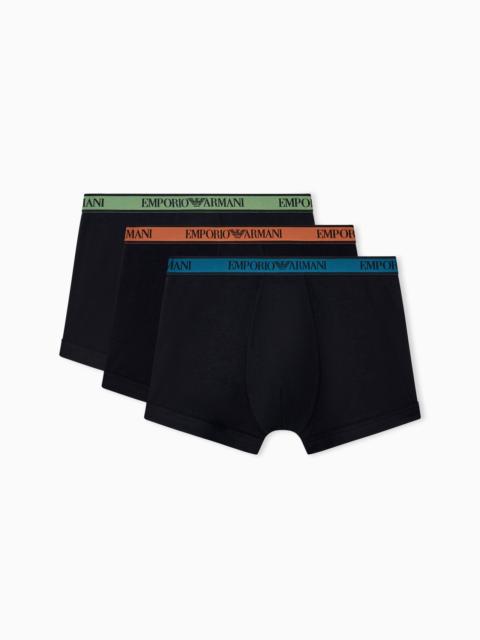 EMPORIO ARMANI THREE-PACK OF STRETCH COTTON JERSEY TRUNKS WITH LOGO BAND