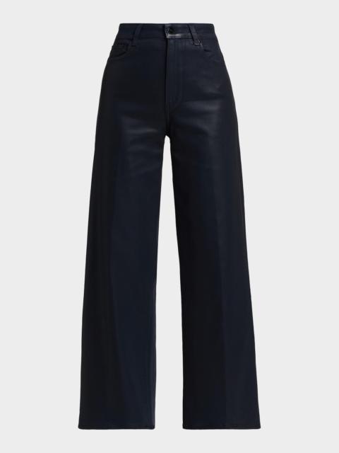 PAIGE Anessa Coated High-Rise Wide-Leg Jeans