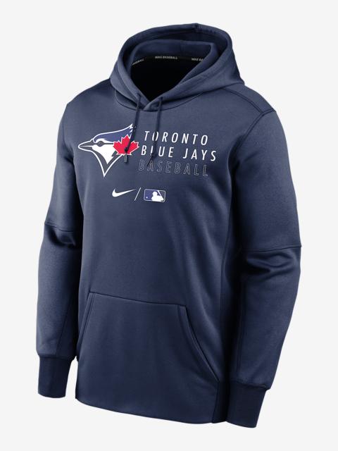 Nike Toronto Blue Jays Authentic Collection Logo Stack Men's Nike Therma MLB Pullover Hoodie