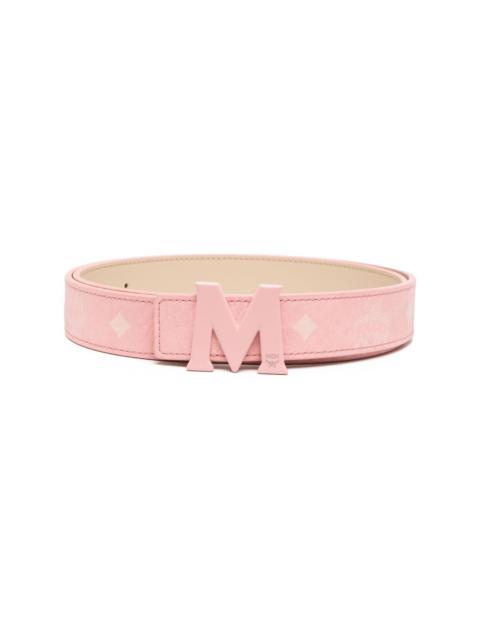 MCM Visetos Reversible M Belt - Pink in Red