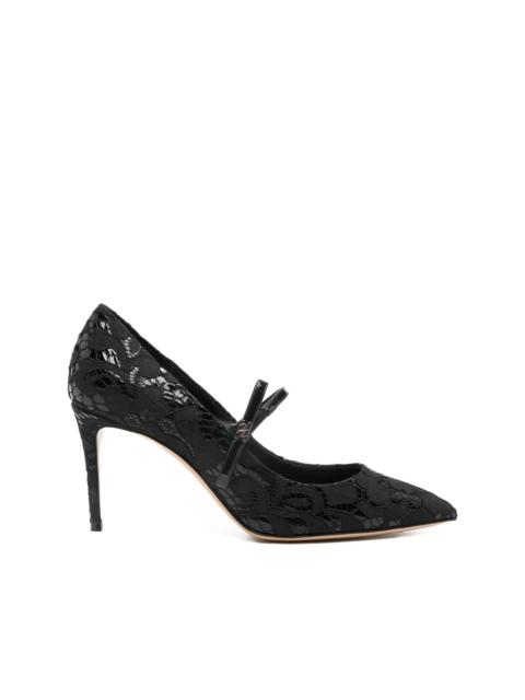 CASADEI 80mm lace-detail pointed-toe pumps