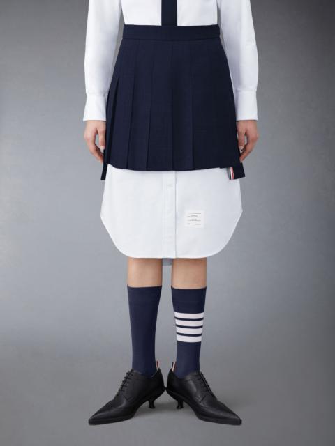 Thom Browne THIGH LENGTH DROPPED BACK PLEATED SKIRT IN 2PLY FRESCO