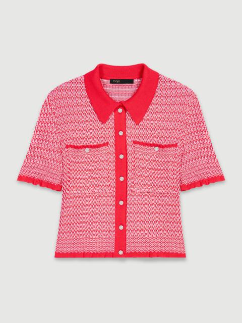 maje Cropped herringbone polo shirt