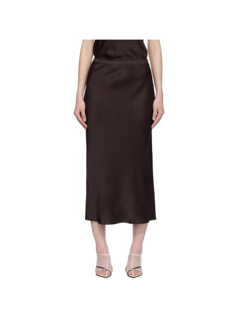 ANINE BING Brown Bar Silk Midi Skirt