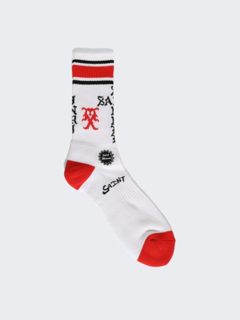 SAINT M×××××× Sinner Socks White And Red