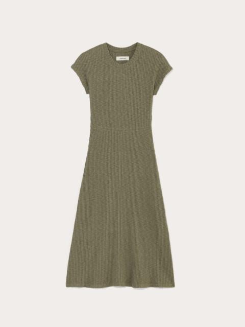EVERLANE THE RIB-KNIT CAP-SLEEVE MIDI DRESS