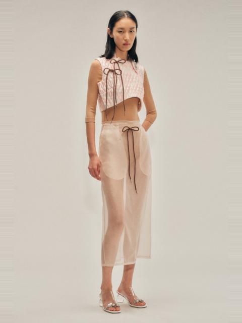 Simone Rocha Sheer Frayed Column Pencil Skirt