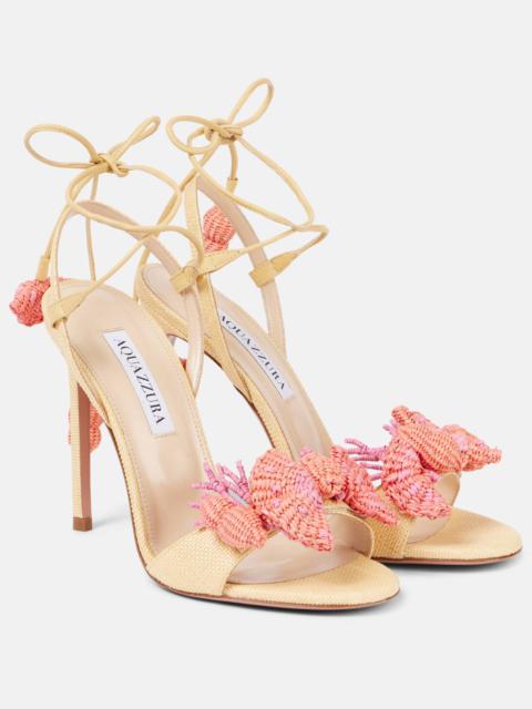 AQUAZZURA Marea 105 leather-trimmed raffia sandals