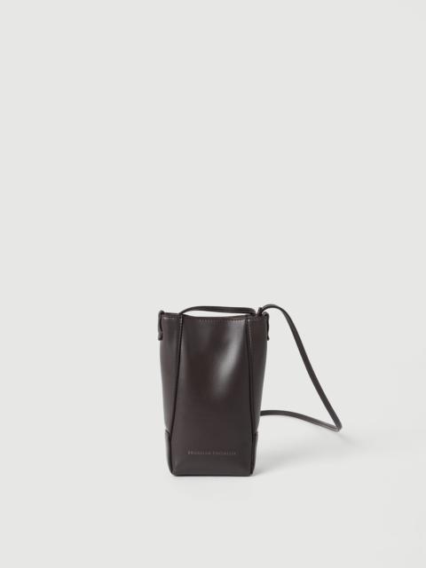 Brunello Cucinelli Duo phone holder in calfskin with monili