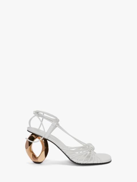 CHAIN HEEL LEATHER SANDALS