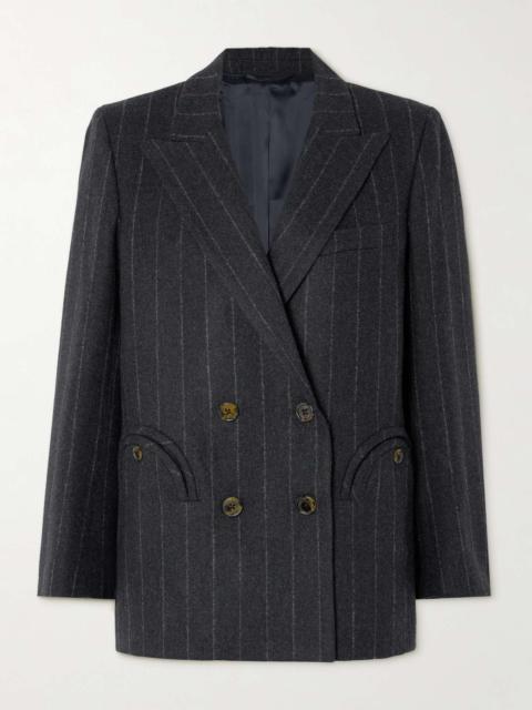 BLAZÉ MILANO Everynight double-breasted pinstriped wool and cashmere-blend blazer