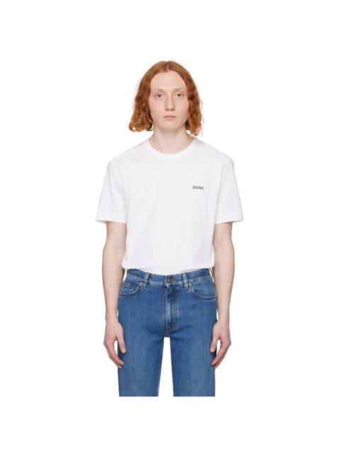 ZEGNA White Embroidered T-Shirt
