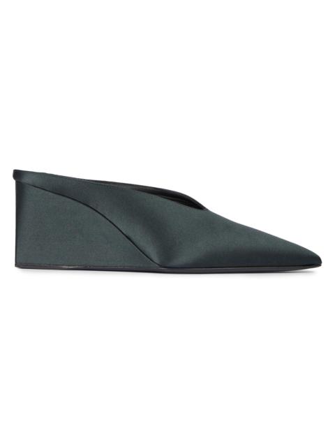 Alaïa Women's Point-Toe Wedge Mules - Blue Petrole