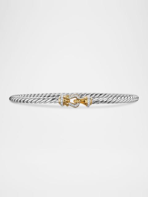DAVID YURMAN 3mm Buckle Helena Bracelet with Diamonds, Silver and Gold