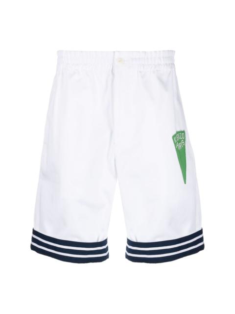 stripe-border cotton shorts