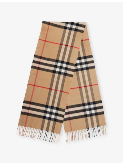 Burberry Giant Check fringed cashmere scarf