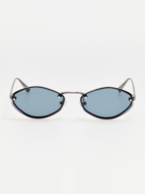 LINDA FARROW Bellini Sunglasses in Nickel and Smoke
