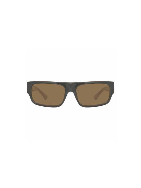 LINDA FARROW X DRIES VAN NOTEN RECTANGULAR SUNGLASSES (GREY/BRUSHED SILVER/KHAKI GREEN)