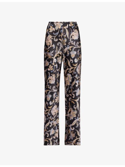 VERONICA BEARD Billie Floral-Print Silk-Blend Trousers