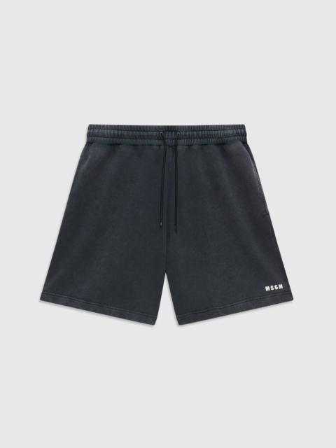 MSGM Anthracite grey cotton fleece Bermuda shorts with marbled wash