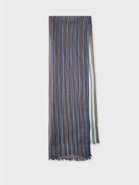 Paul Smith Blue 'Mixed Stripe' Silk-Blend Scarf